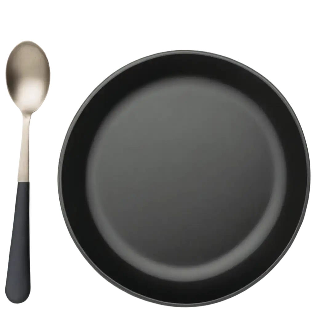 Empty-Black-Plate-with-Spoon-and-Knife-PNG-HighQuality-Image-for-Versatile-Use