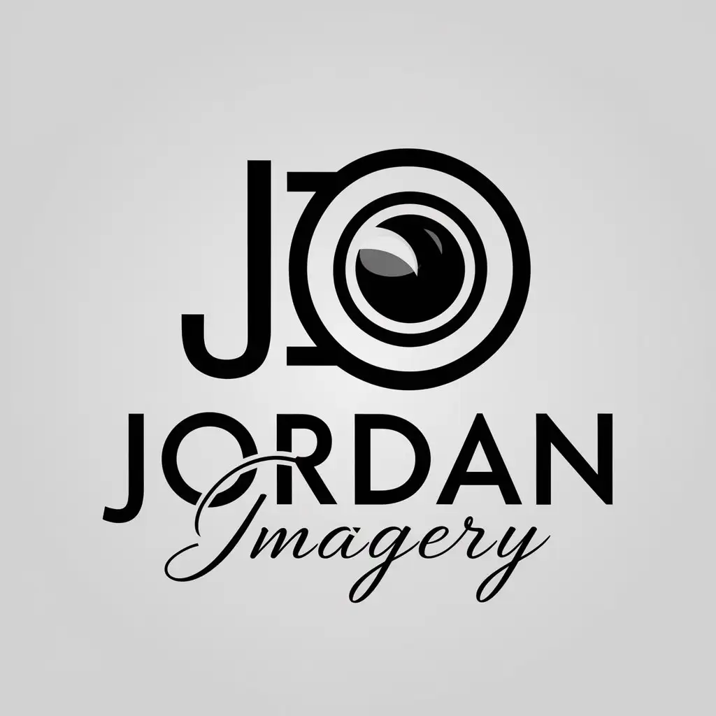 LOGO Design for Jordan Imagery JI Integrated Camera Lens with Cursive Font