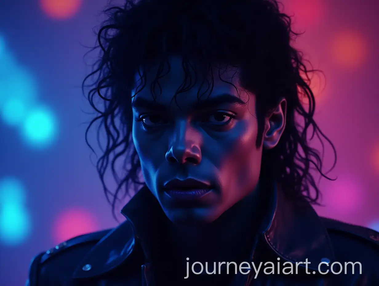 Michael-Jackson-in-Sorrowful-Neon-Lighting-with-Cinematic-Effect