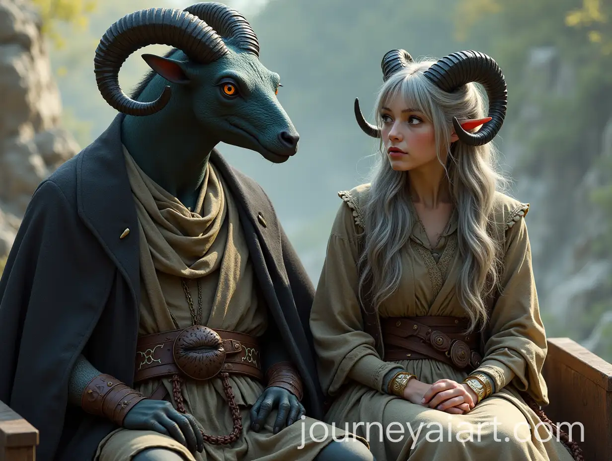 Draconian-and-Tiefling-Girl-Riding-in-Cart-Chatting-Together