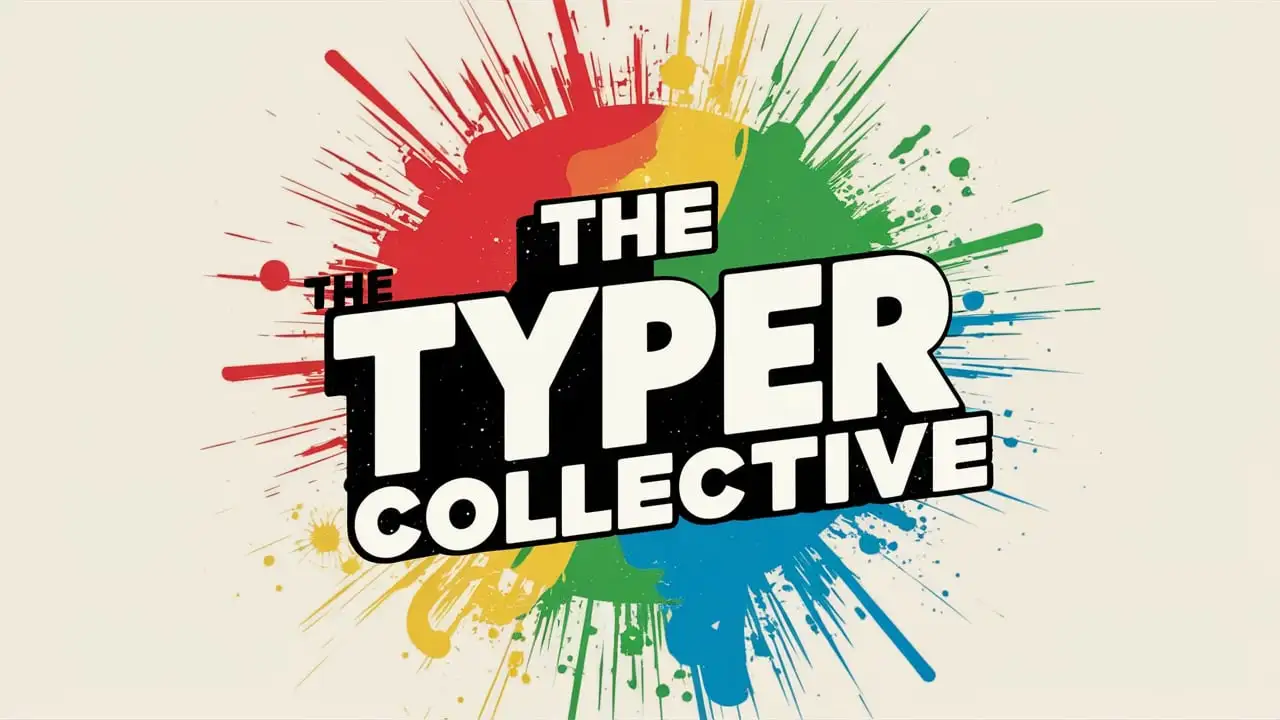 Colorful Paint Splatter Logo for The Typer Collective with 1970s Vibes