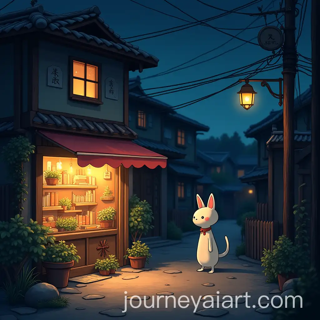 Charming-Anime-Night-Scene-Cozy-Shop-Beneath-Lamp-Light