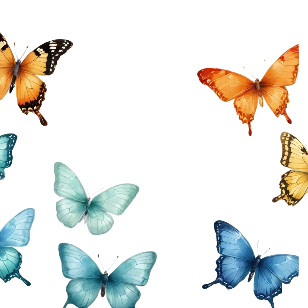 Colorful-Watercolor-Butterflies-and-Moths-PNG-Detailed-Insect-Illustrations-with-Vibrant-Hues-and-Whimsical-Fantasy-Art