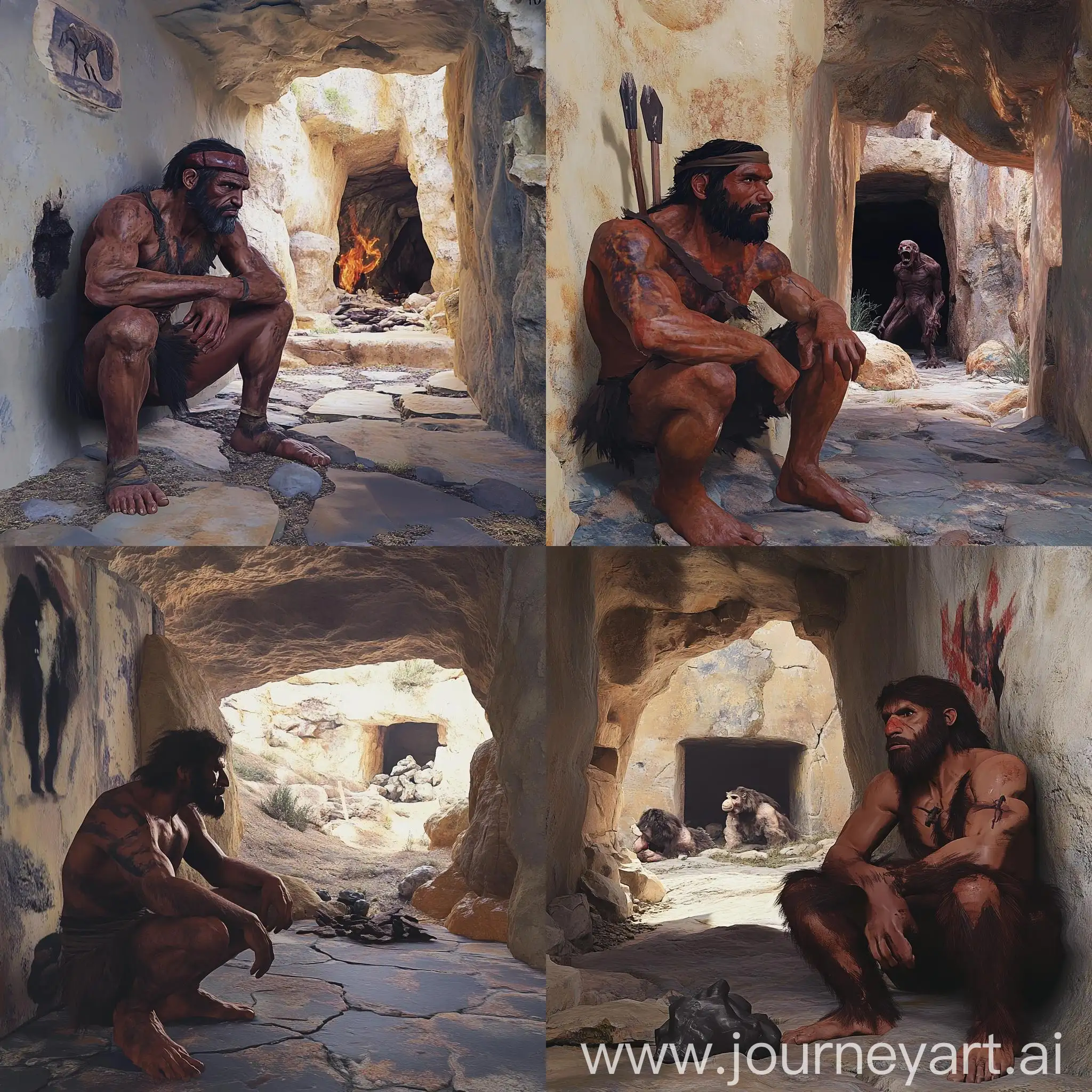 Neanderthal-Cave-Exploration-Scene