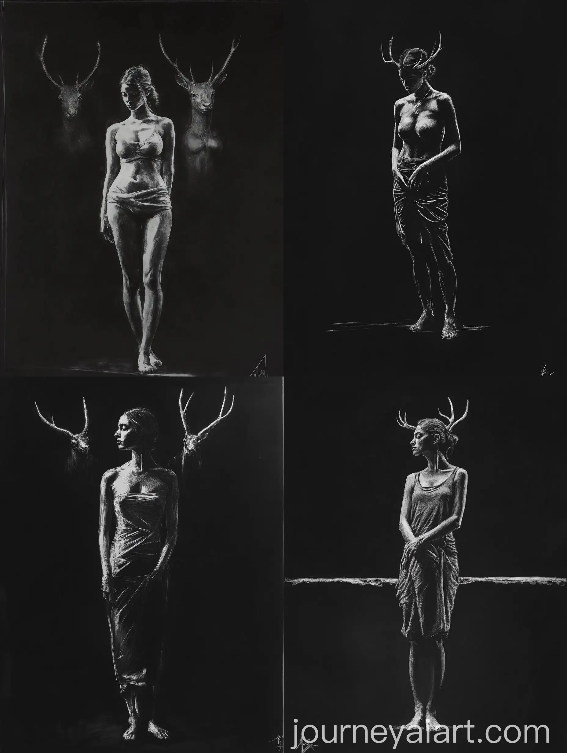 Hyper-Realistic-Sketch-of-Female-Figure-Standing-with-Dark-Background
