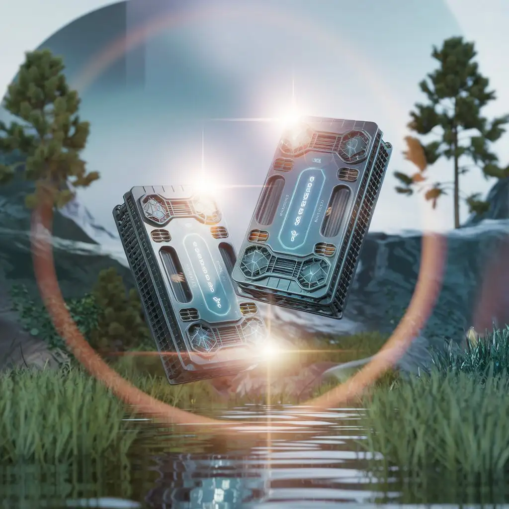 two energy drinks in front of a nature backdrop with 3d special effects