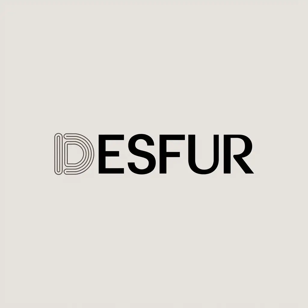 LOGO Design for DESFUR Minimalistic Black Light Background with Elegant FurnitureInspired Typography