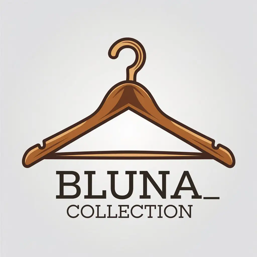 a vector logo design,with the text "Bluna_collection", main symbol:clothes made of wood,Minimalistic,be used in Internet industry,clear background