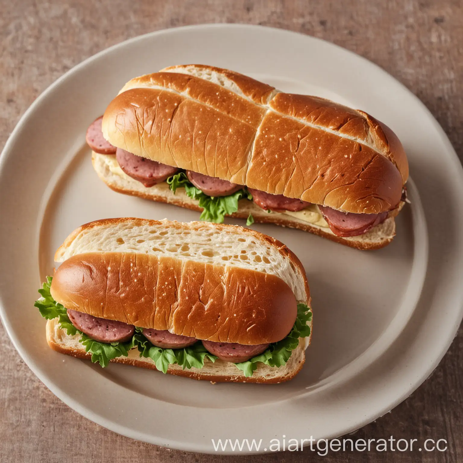 Plate-of-Sandwiches-with-Butter-and-Sausage