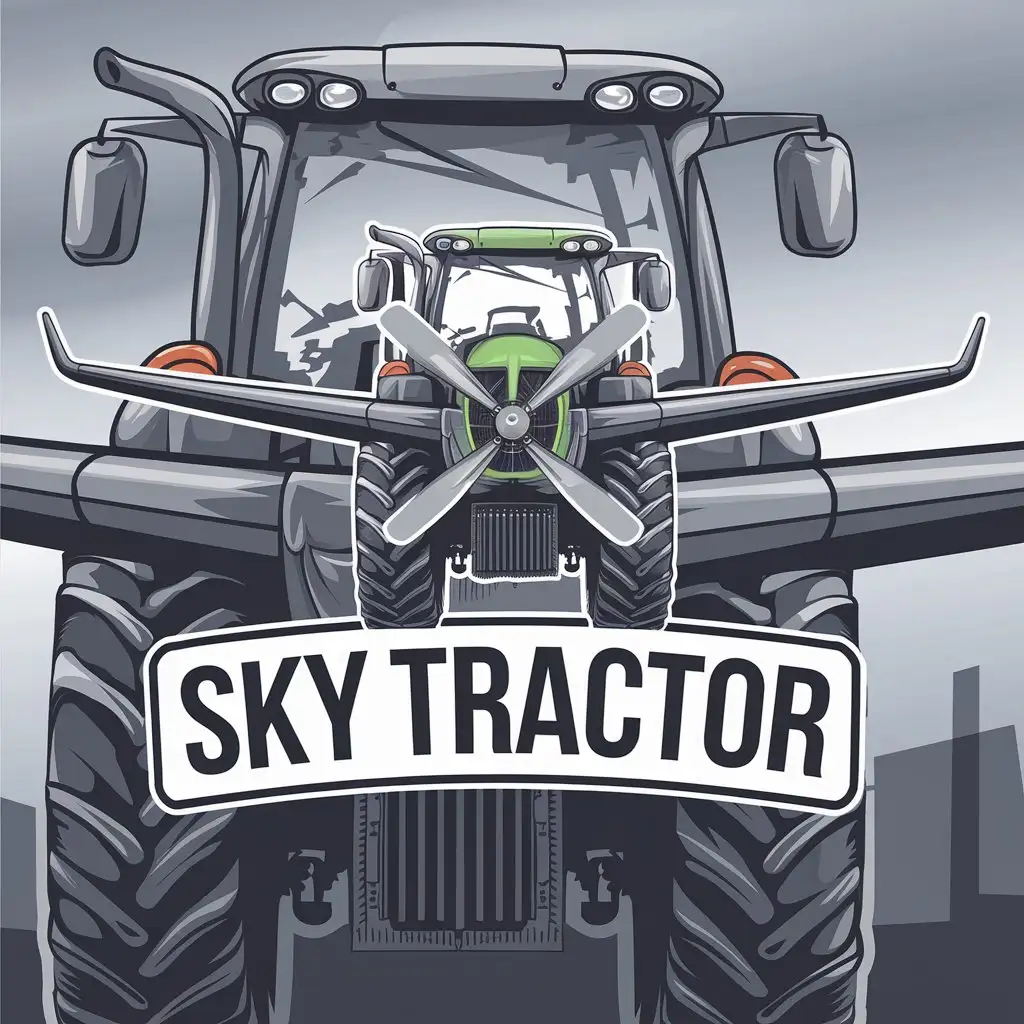 LOGO Design for Sky Tractor Flying Tractor with Airplane Wings Propeller in Vector Style