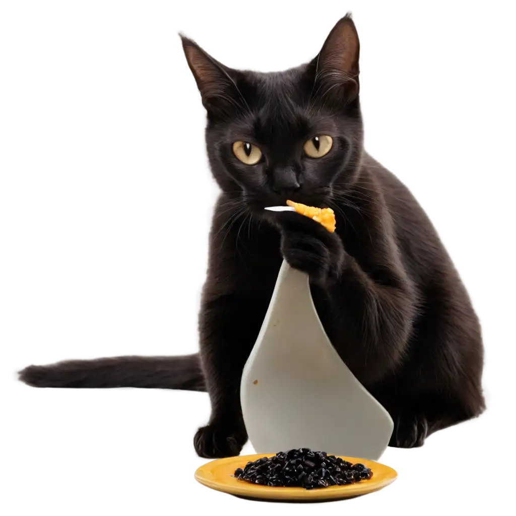 HighQuality-PNG-Image-of-a-Black-Cat-Eating-AI-Art-Prompt