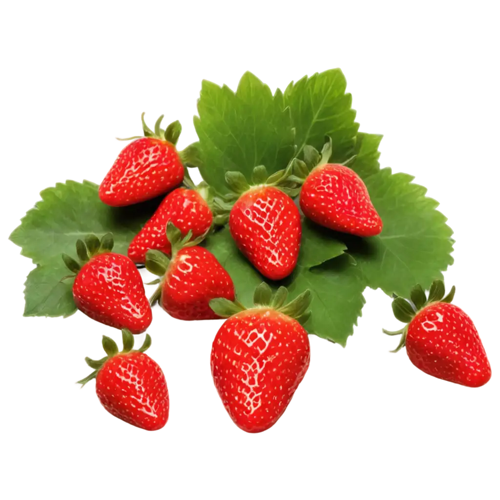 red, fresh, delicious, juicy, strawberry, close-up, macro, fruit, food, green leaves, healthy, natural, photorealistic