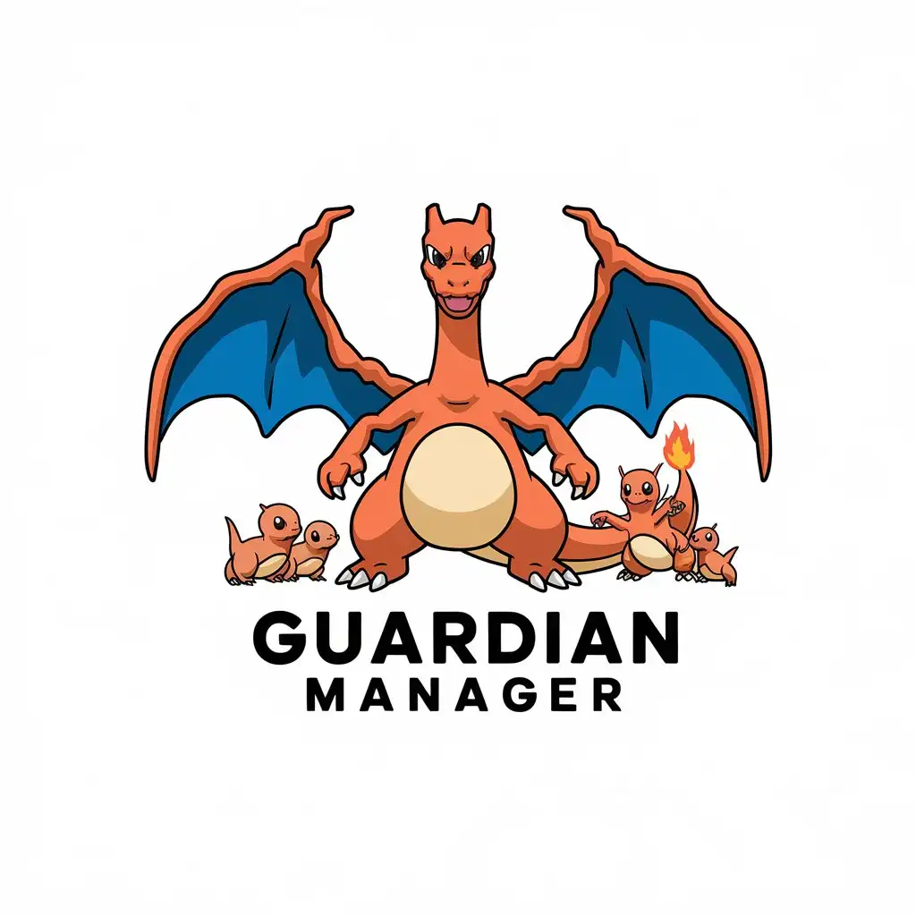 LOGO Design for Guardian Manager Vector Design Featuring Charizard and Hatchlings for the Finance Industry