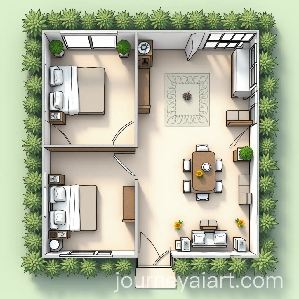 3D-Layout-Plan-for-Open-Roof-Room-and-KitchenDining-Space