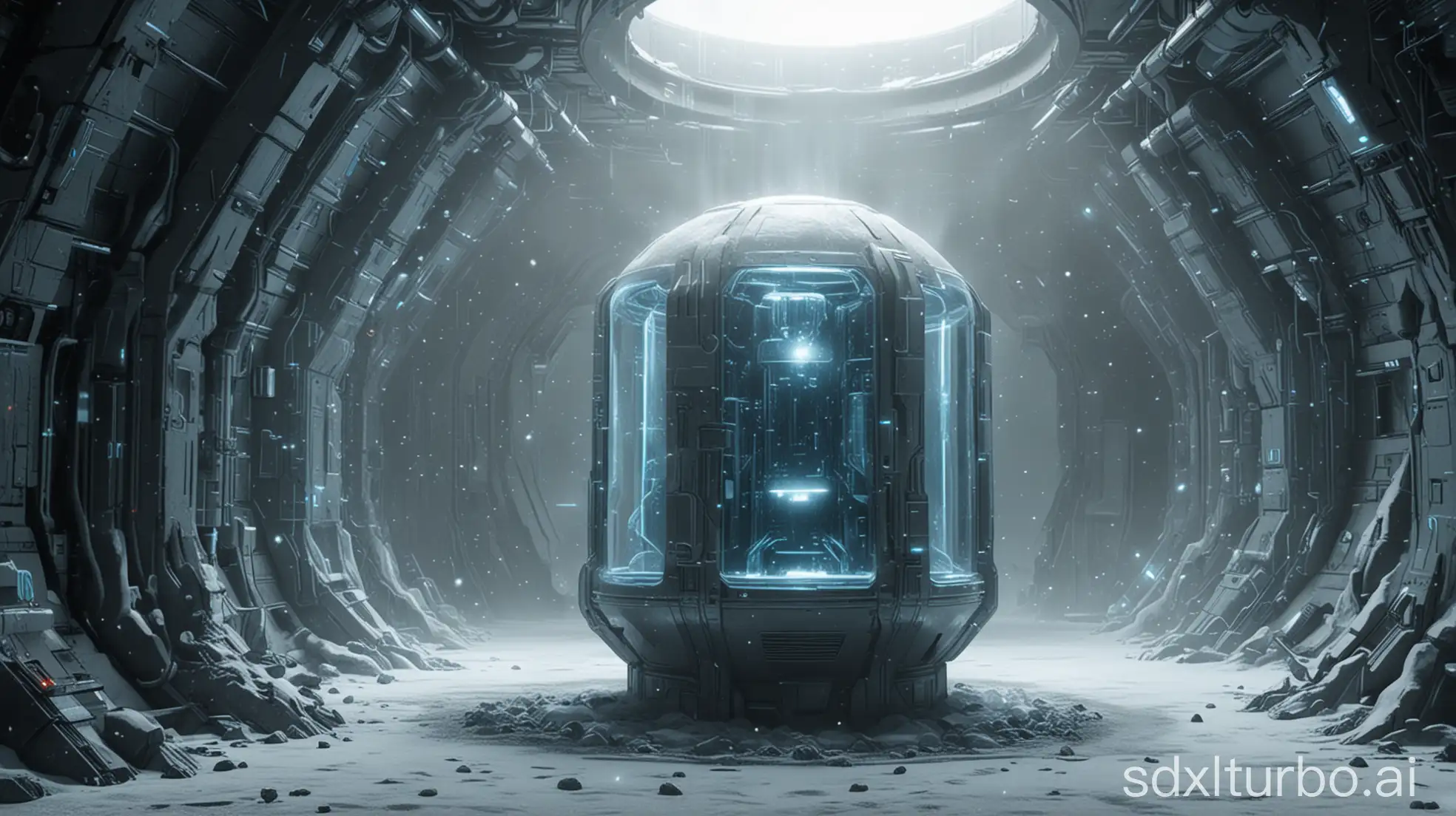 futuristic Sci-Fi Cryogenic chamber