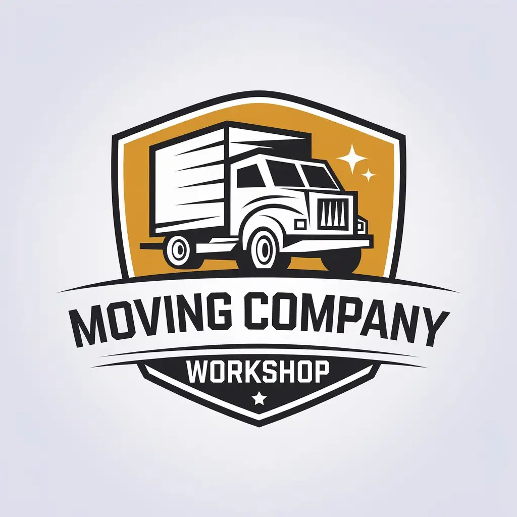 LOGO Design for Moving Company Workshop Transport Vehicle with Minimalist Style and Clear Background