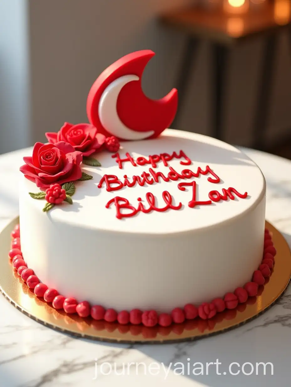 Photorealistic-SingleTier-Birthday-Cake-for-a-Red-Crescent-Member-with-Red-Roses-and-Edible-Logo