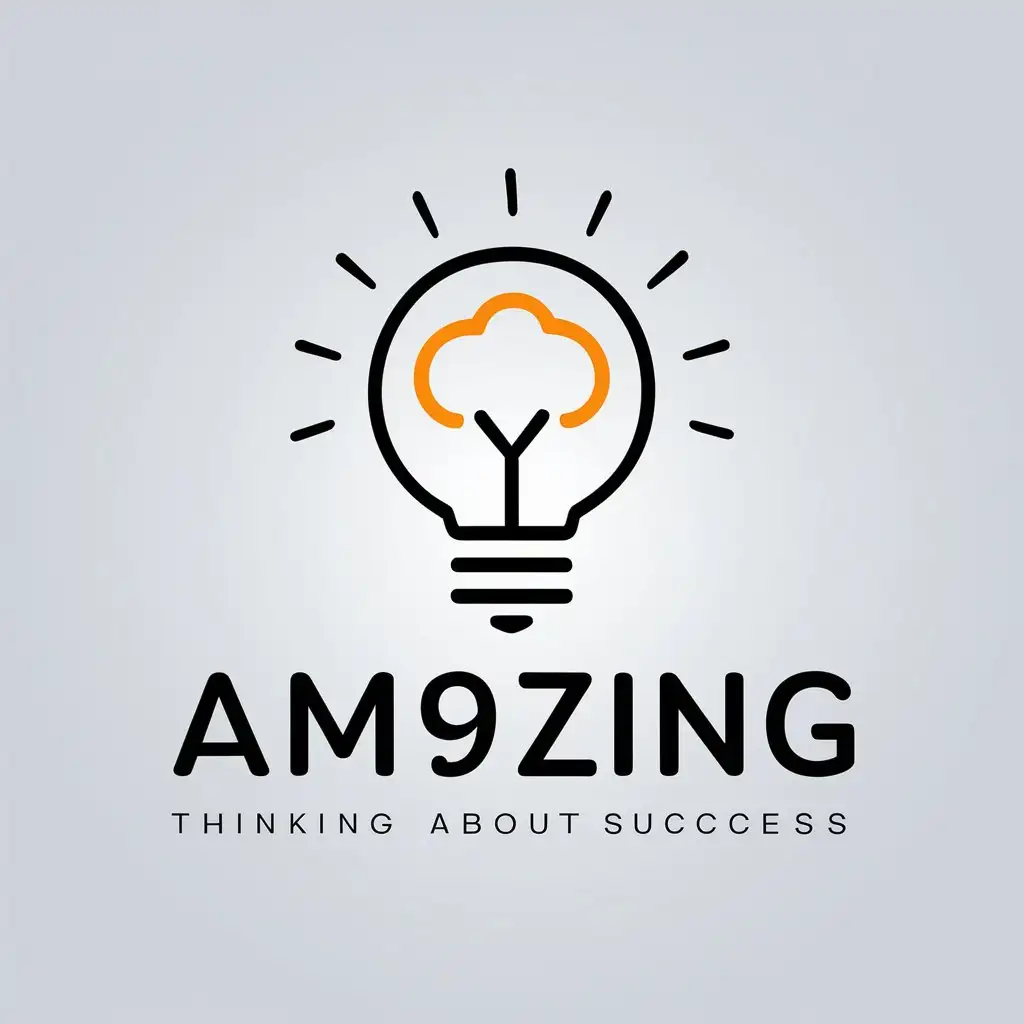 LOGO Design for Am9zing Lamp Thinking About Success on a Clear Background