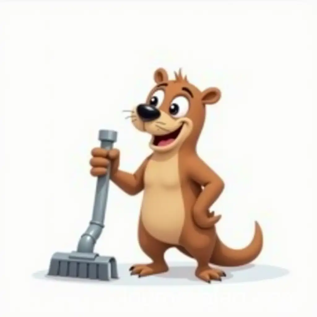 Cartoon-Mole-Cleaning-Pipes-on-White-Background