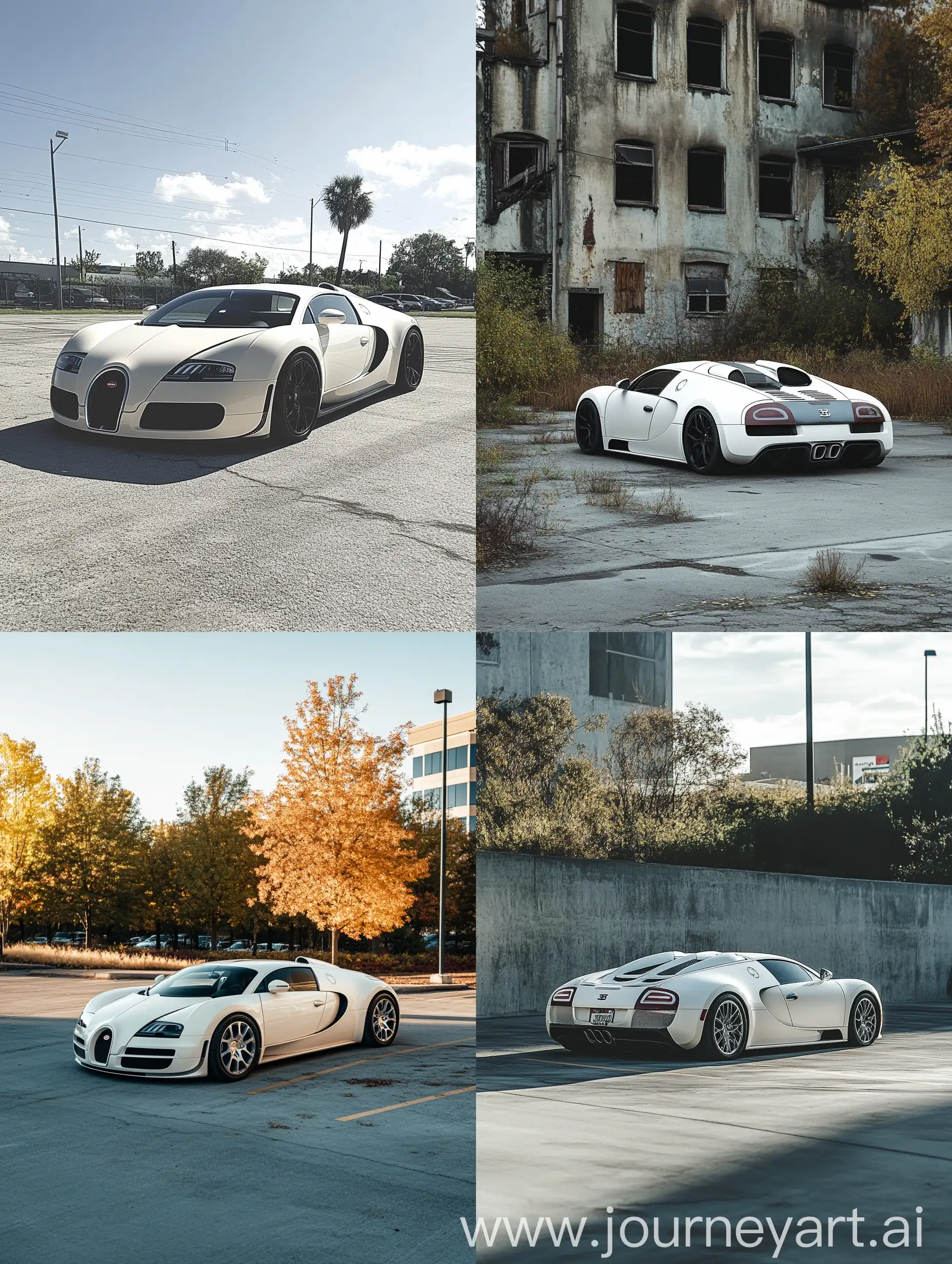 Abandoned-Bugatti-Veyron-164-Matte-White-in-Parking-Lot