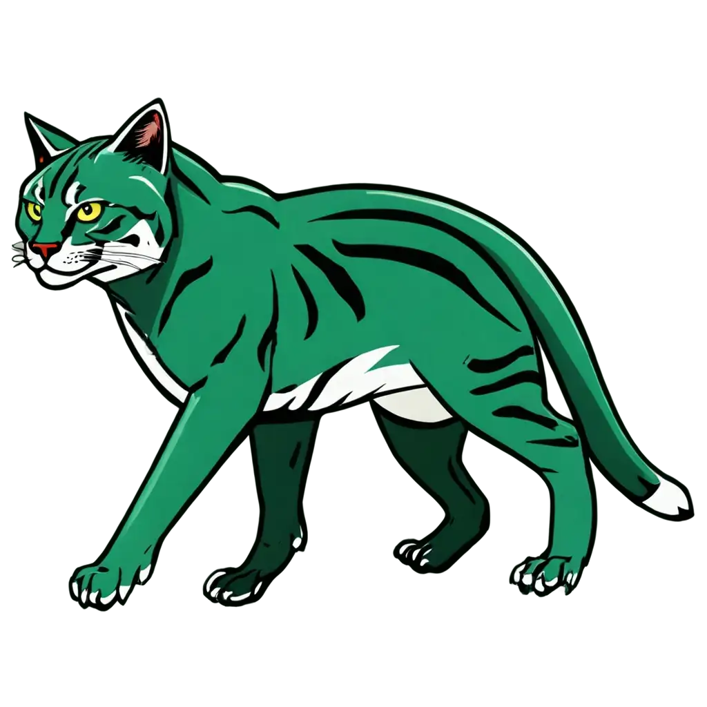 Create-a-PNG-2D-Logo-for-a-College-Football-Team-with-an-Emerald-Ocelot-in-Comic-Style