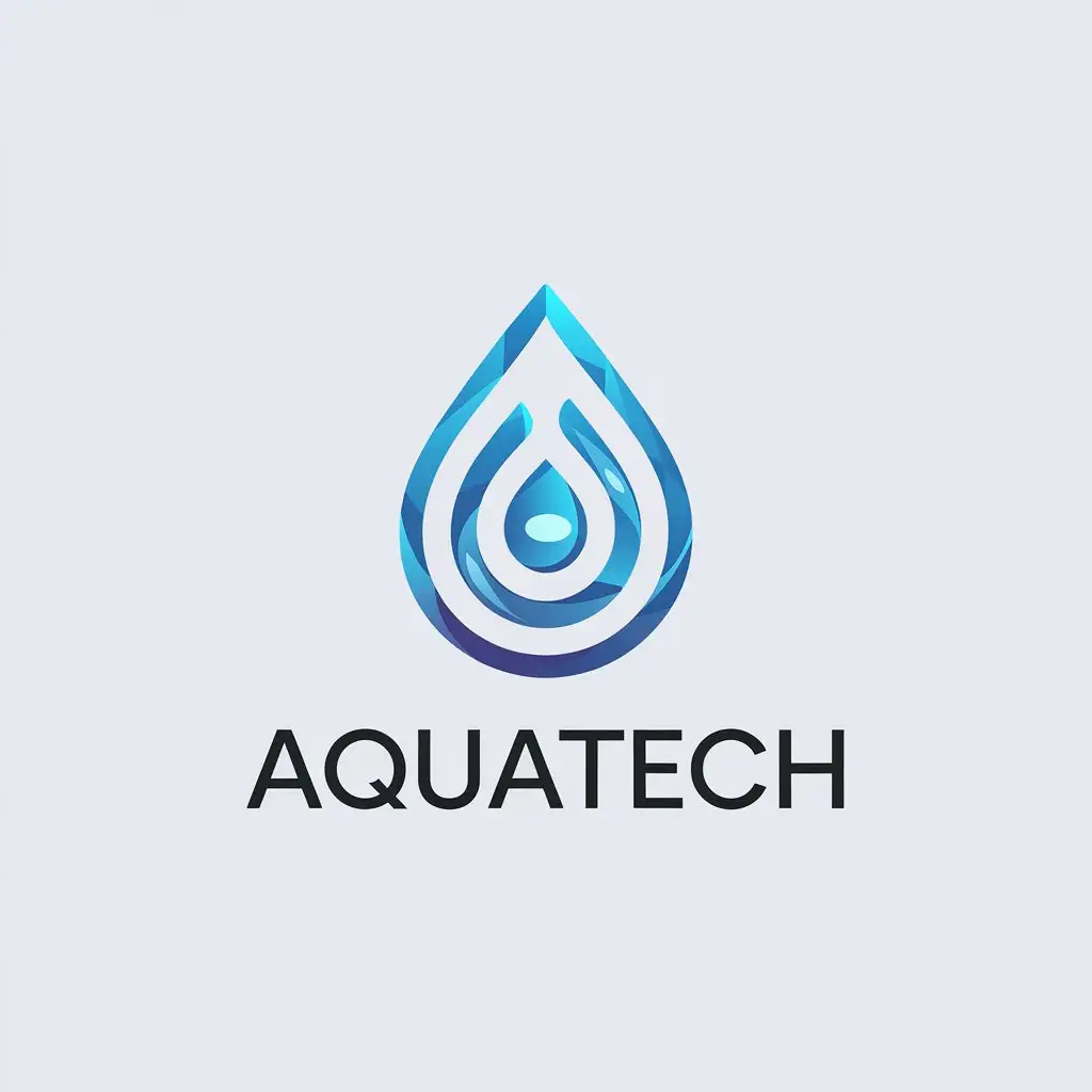 LOGO Design for AquaTech Minimalist Water Drop with Clear Background