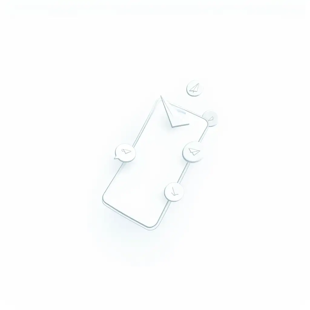 Line-Illustration-of-Telegram-Icons-Flying-into-a-Smartphone-on-Clean-White-Background