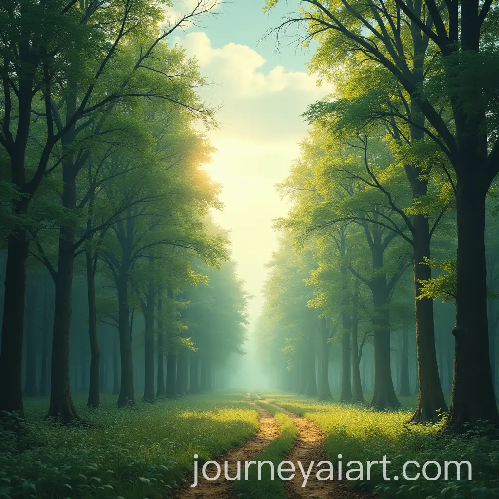 Lush-Green-Environment-Surrounded-by-Majestic-Trees