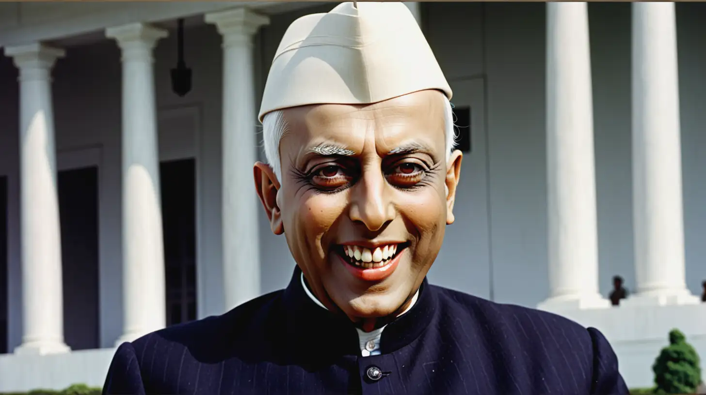 Indian Leader Nehru with a Mysterious Smile