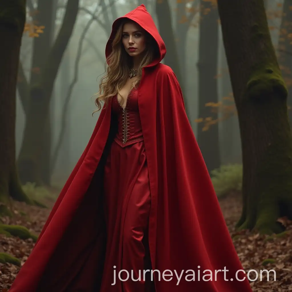 Red-Riding-Hood-in-a-Mysterious-Forest-Setting