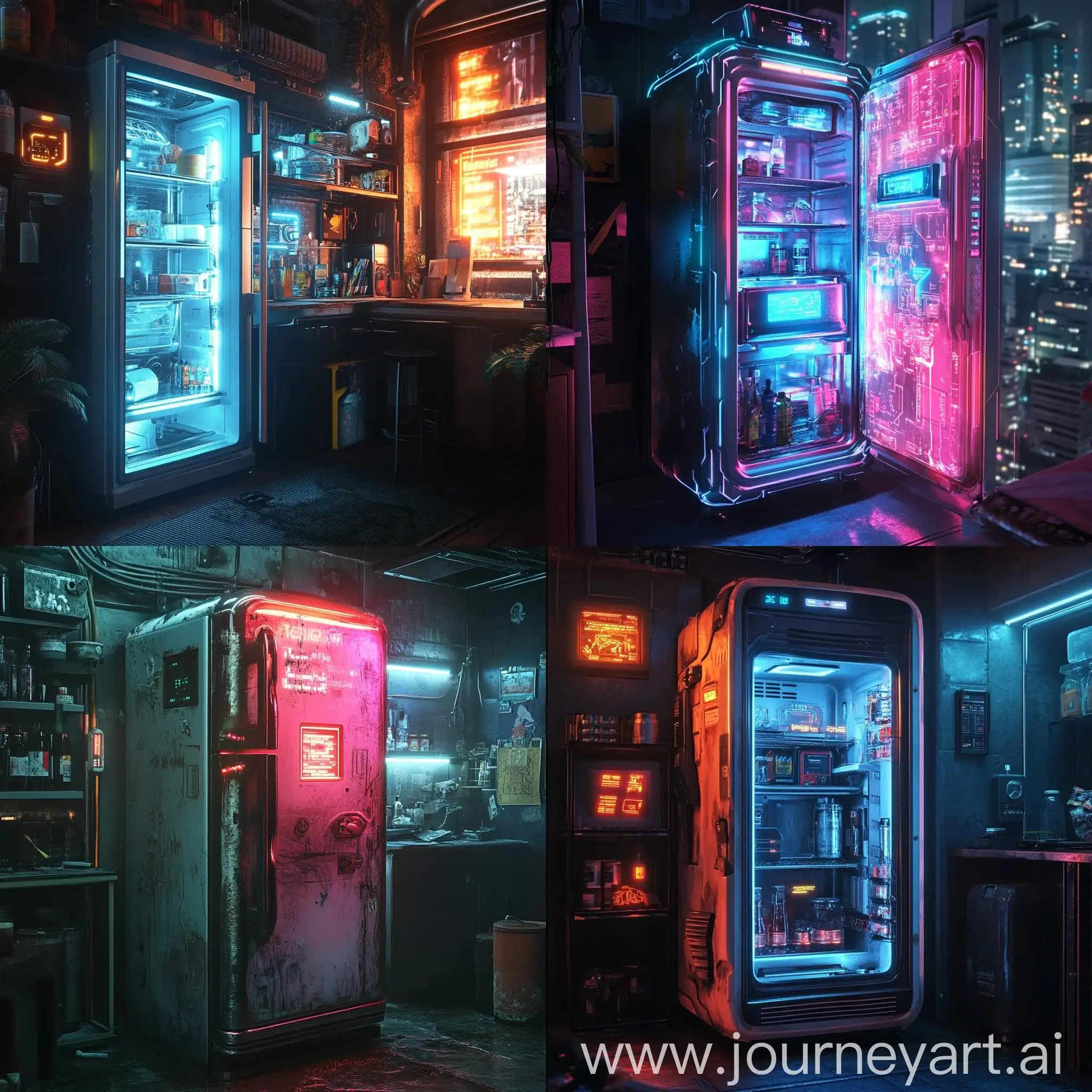 Futuristic-Cyberpunk-Refrigerator-in-Urban-Setting