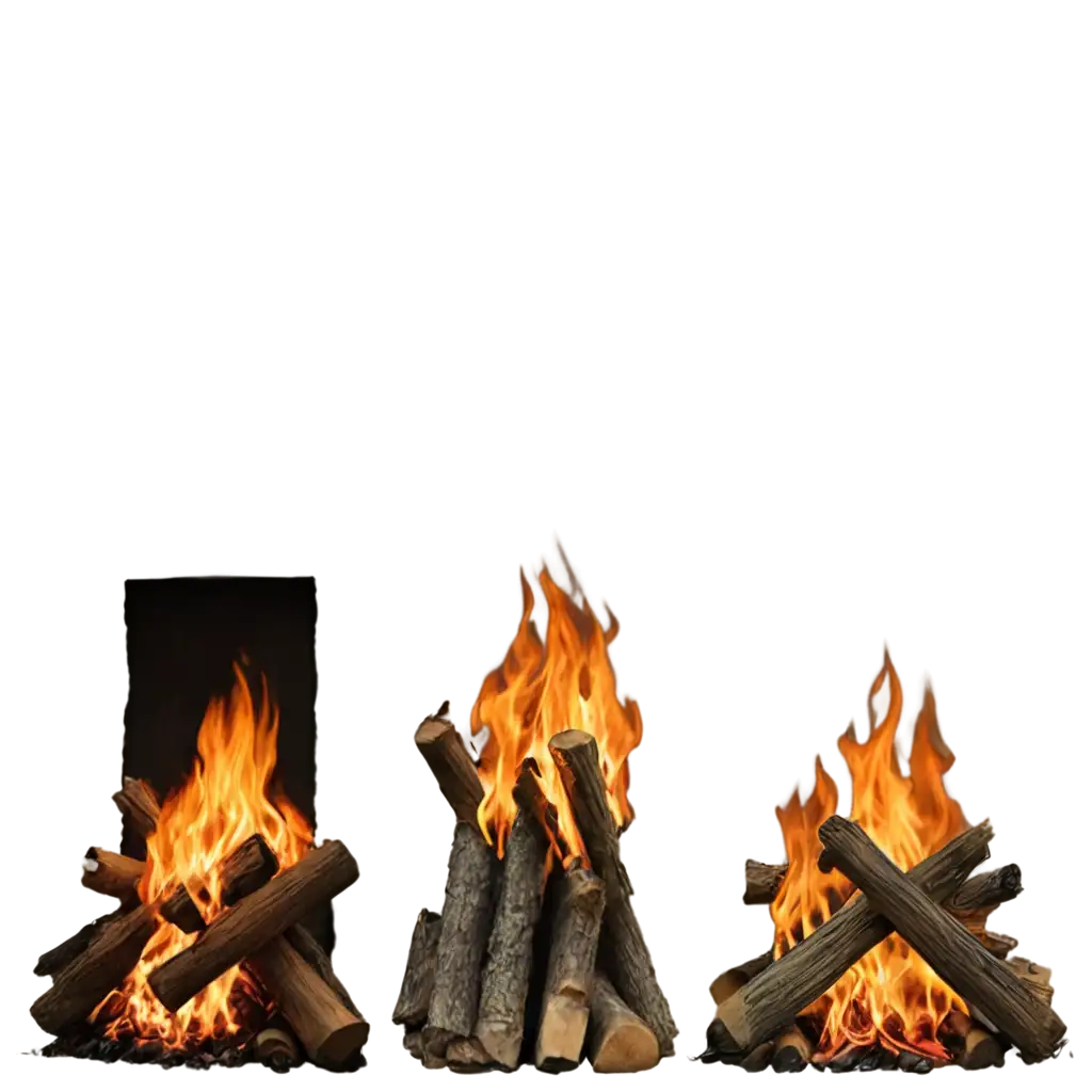 Set-of-Fireplaces-Campfire-PNG-Images-Isolated-on-White-or-Transparent-Background-for-Versatile-Use