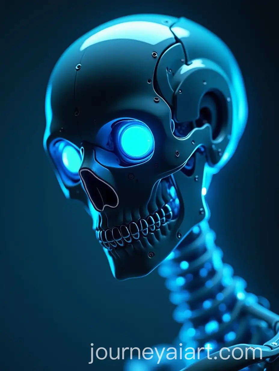 Futuristic-Cyborg-Skeleton-Head-with-Glowing-Blue-Eyes