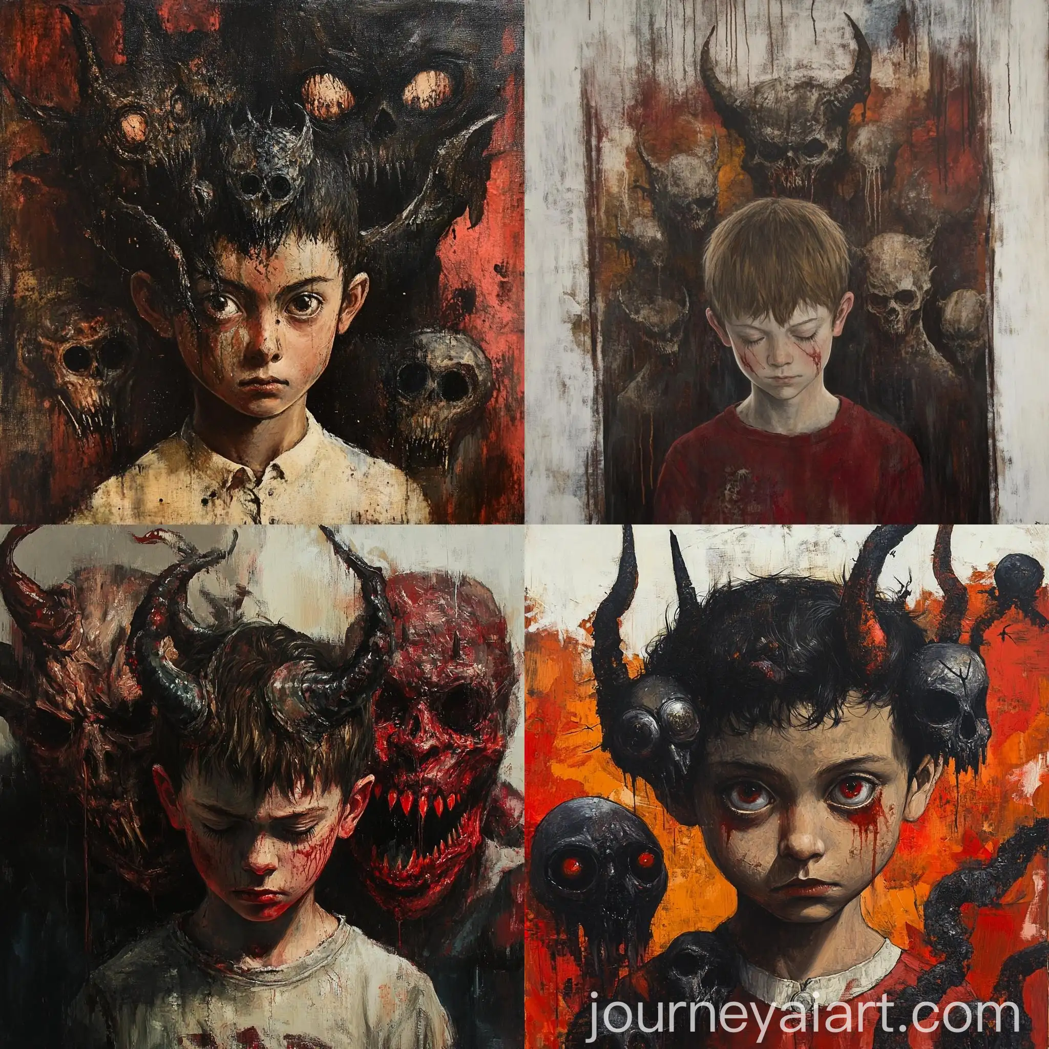 Boy-Confronting-Demons-in-Dramatic-Composition