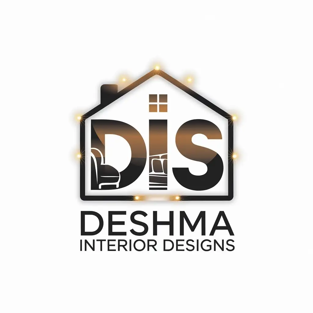 LOGO Design for Deshma Interior Designs Minimalistic DIS Initials with Lighting Effect for Real Estate