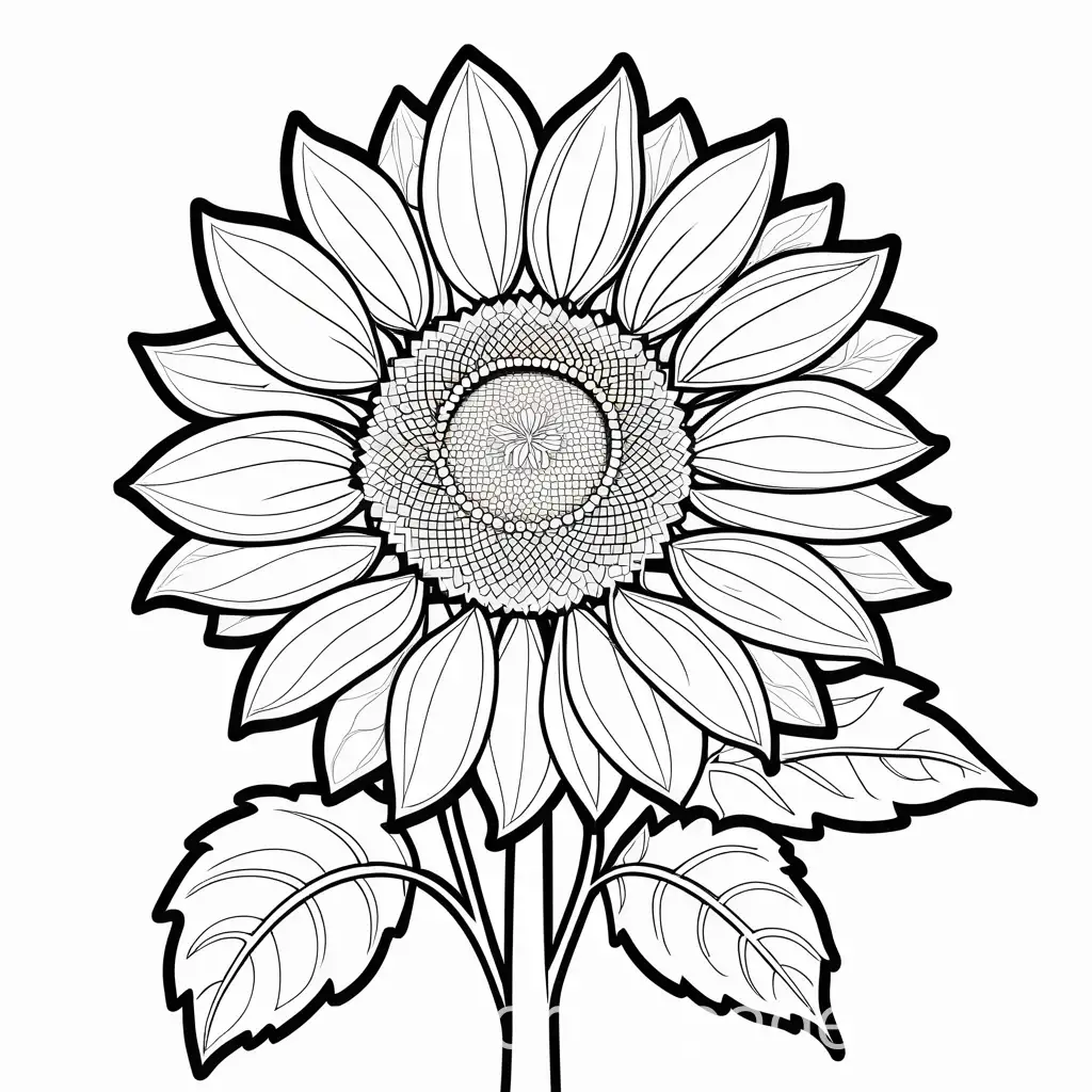 Single-Sunflower-Coloring-Page-for-Kids-Bold-Outline-Art-Style