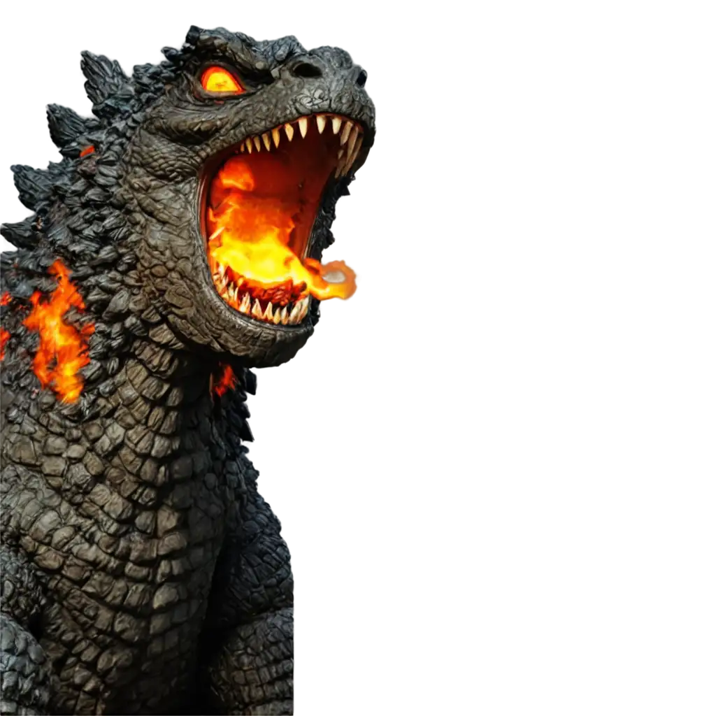 Fire comes out of the mouth of Godzilla's terrifying monster, directed at a giant and powerful monster, and it needs a strong fire to be pumped from its mouth in order to kill it.