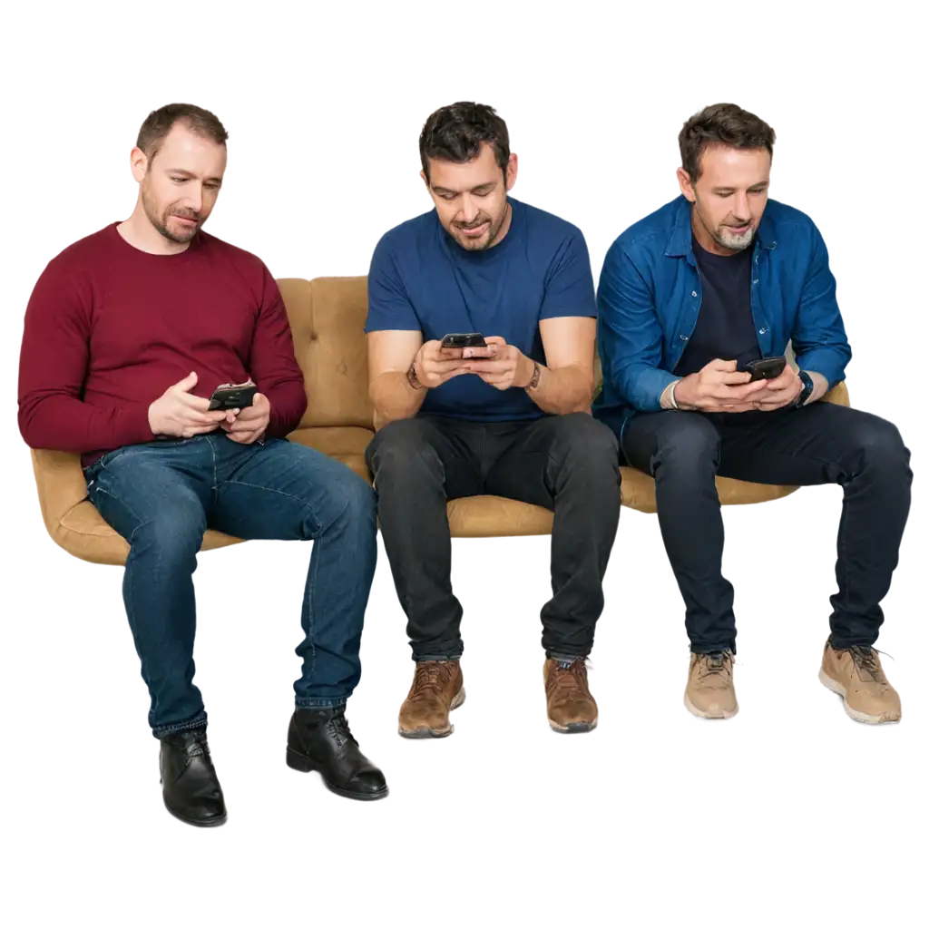 HighQuality-PNG-Image-of-Three-Men-Sitting-on-Furniture-Engrossed-in-Their-Phones