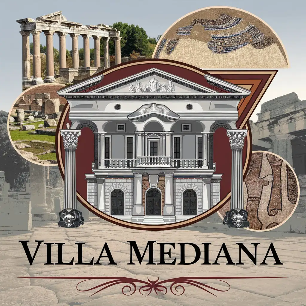 LOGO Design for Villa Mediana Ancient Roman Villa with Mosaics and Historical Symbolism