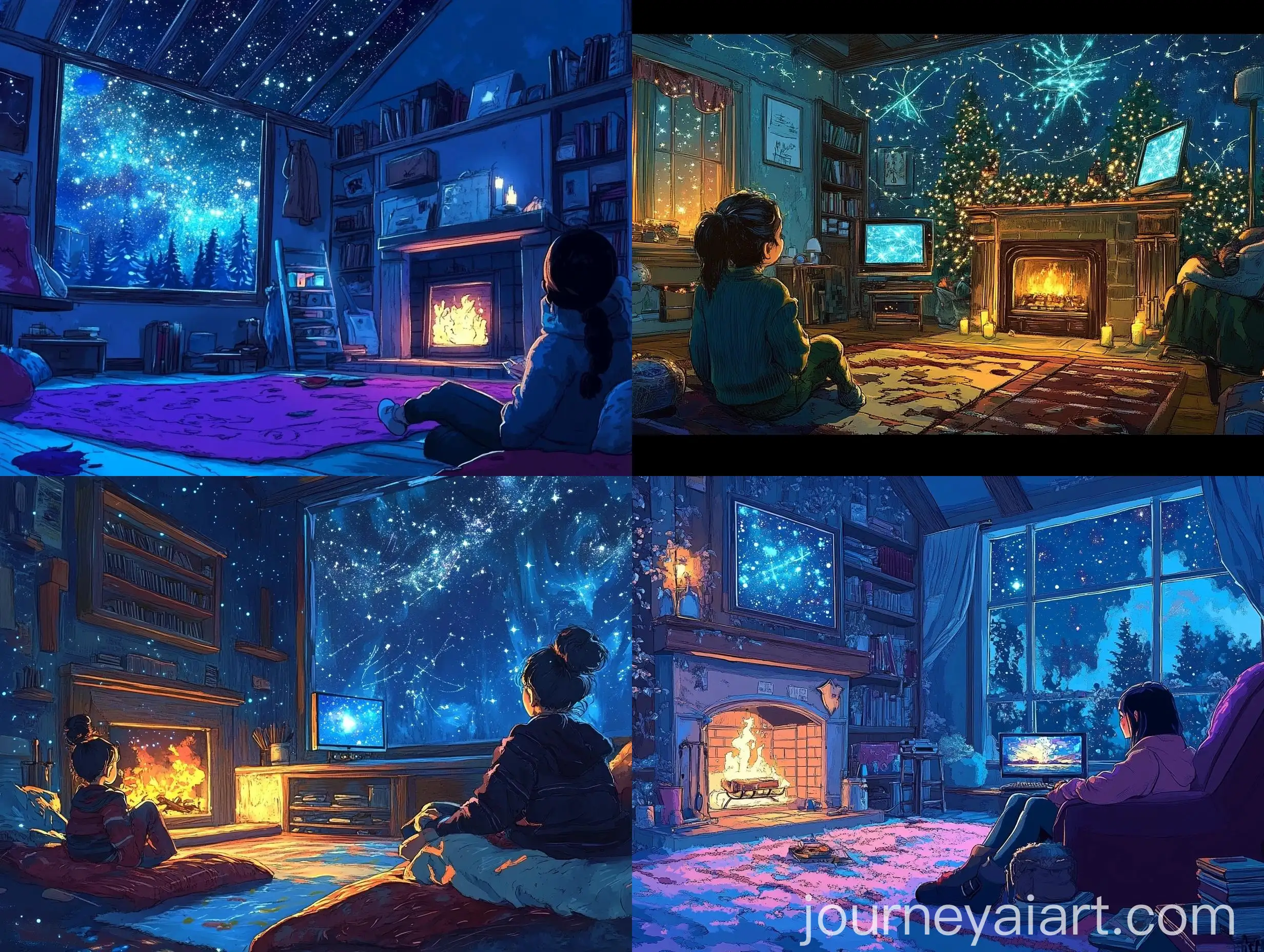 Girls-in-a-Starlit-Room-by-the-Fireplace