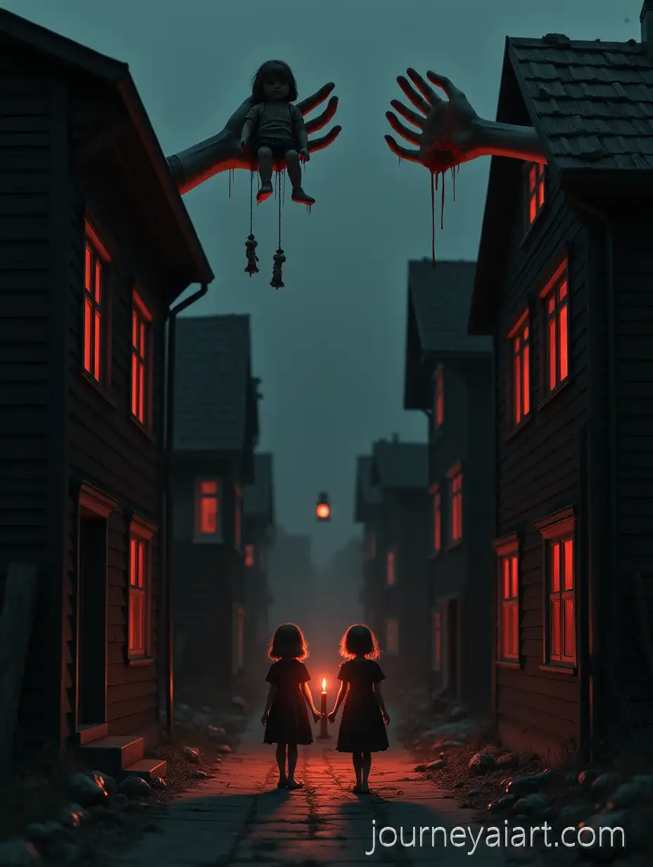 Dark-Wax-Hands-SceneMysterious-Dark-Street-with-Melting-Wax-Hands-and-Girls-Holding-Candles