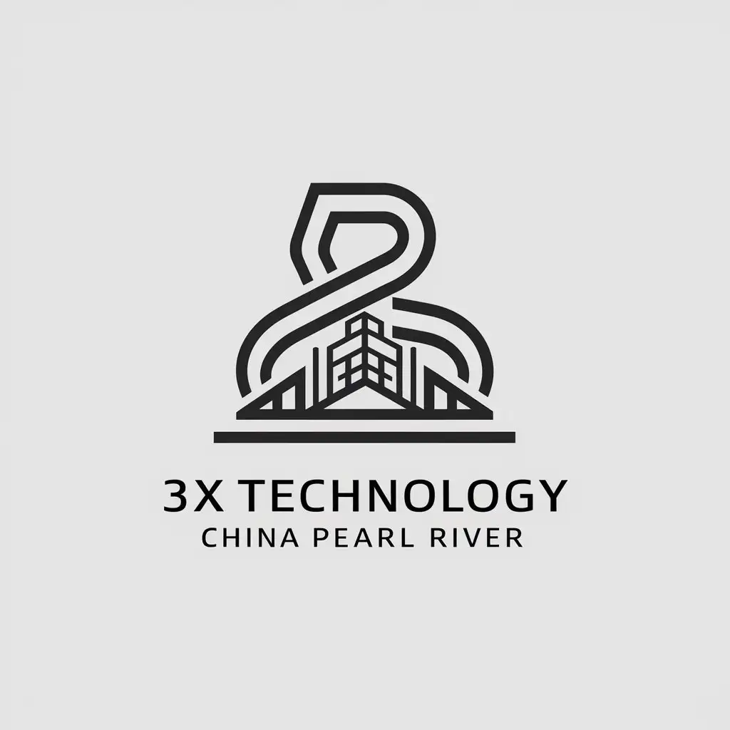 a logo design,with the text "3X Technology", main symbol:screen China Pearl River,Moderate,be used in Construction industry,clear background