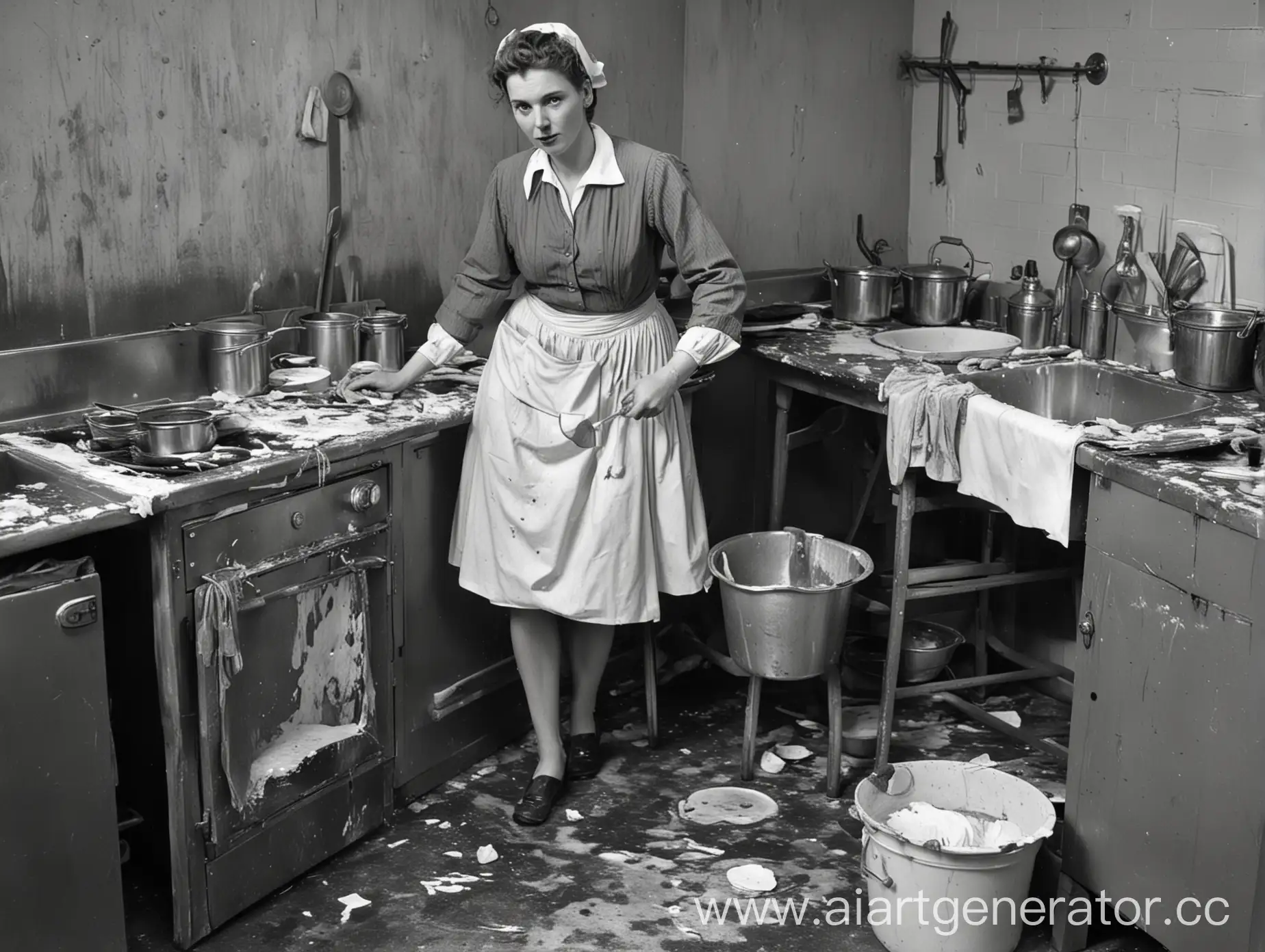 1950s-Scullery-Maid-Hard-at-Work-in-a-Bistro-Kitchen