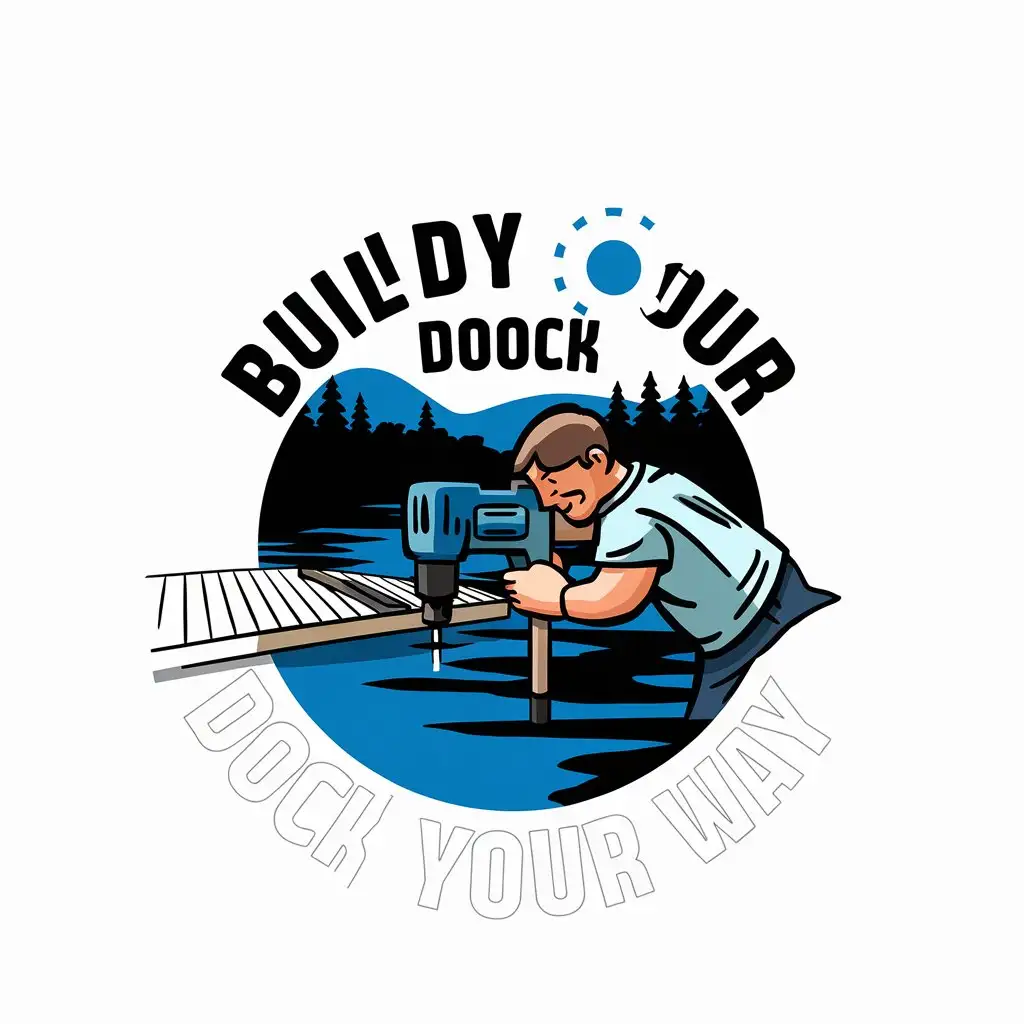 LOGO Design for Build Your Dock Your Way Custom Dock Building Theme with Nautical Elements and Bold Typography