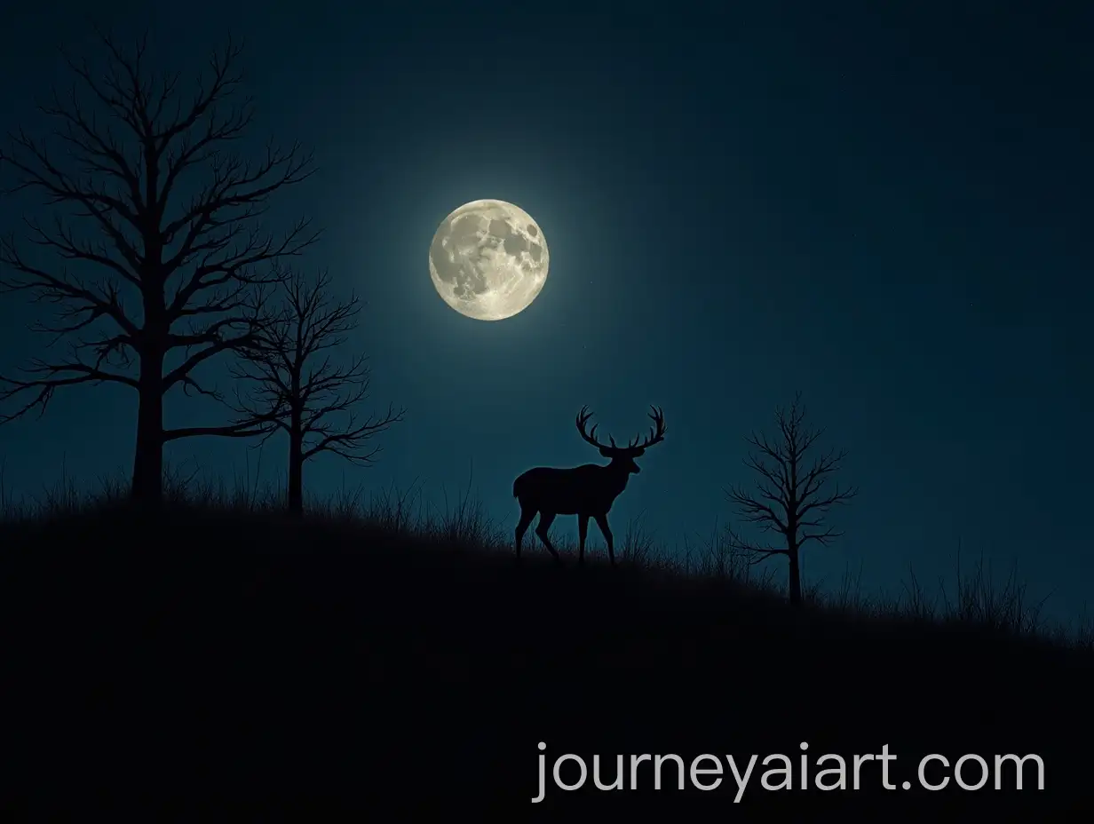 Mysterious-Midnight-Hunt-on-a-Hill-with-Dry-Trees