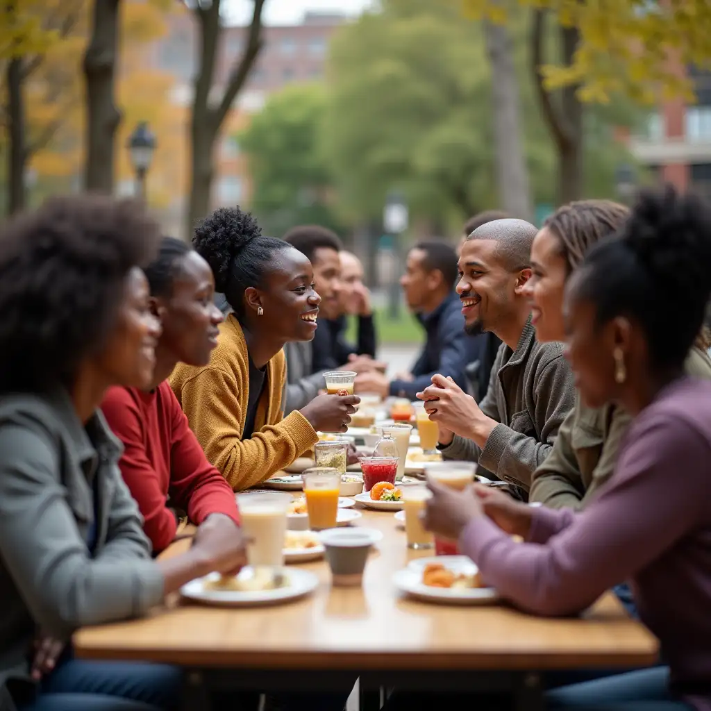 Students from a historically black university having lunch