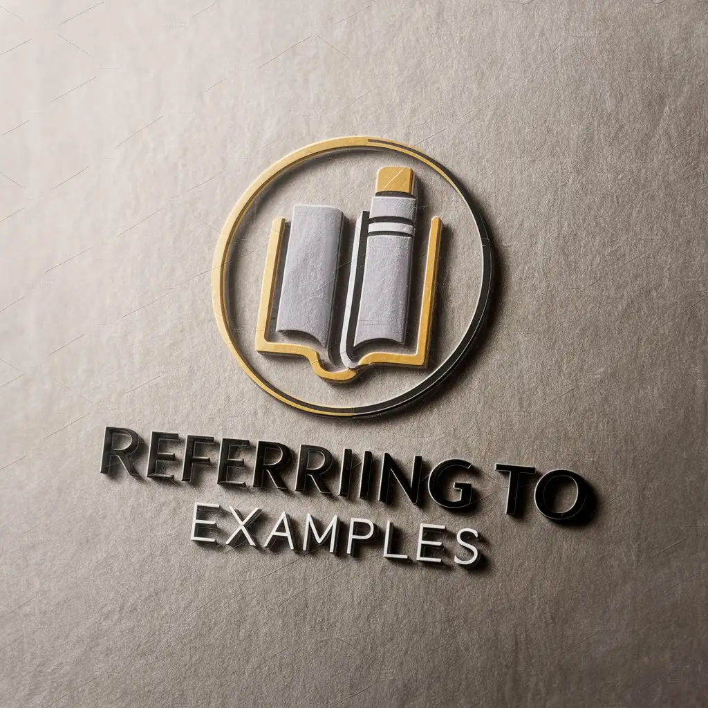 a vector logo design,with the text "referring to examples", main symbol:book pen opinion,complex,be used in Legal industry,clear background