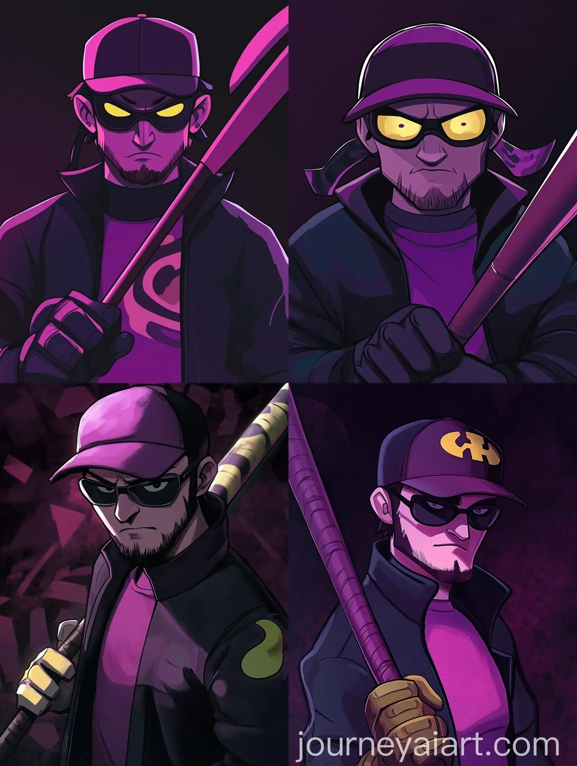 Teenager-with-Baseball-Bat-in-Ninja-Turtle-Style-Drawing