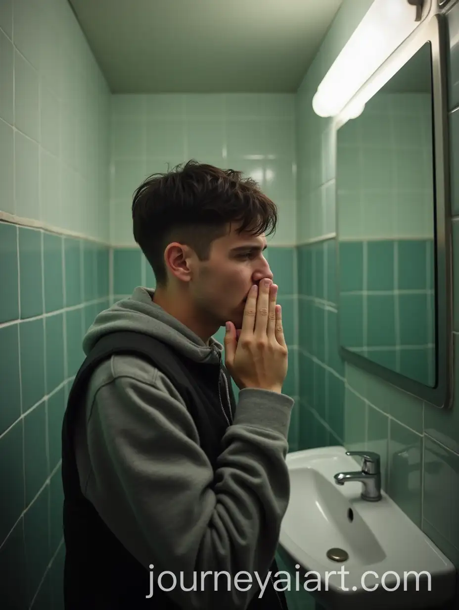 Serbian-Man-Coughing-in-PublicAI-Art-Prompt-Expansion-Bathroom-in-His-Late-20s