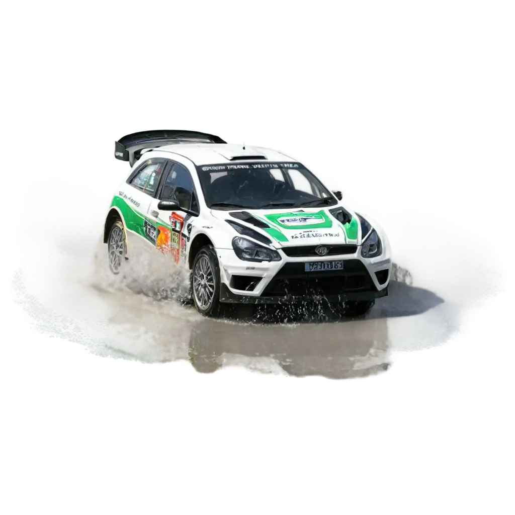 rally car splashing water